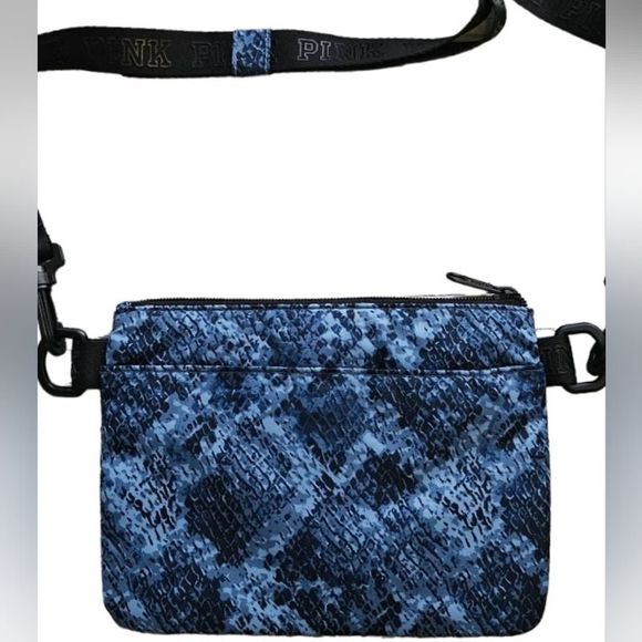 PINK VICTORIA'S SECRET ADJUSTABLE CROSSBODY WORKOUT SHOULDER BAG. BLUE CROCODILE - Picture 6 of 11